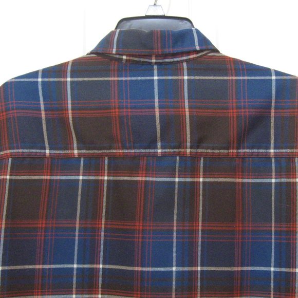 Swiss Tech Mens Plaid Shirt sz L (42-44) Rust Brown Dark Blue - Picture 6 of 10